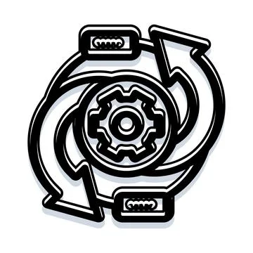 Continuous improvement process cycle with gear mechanism イラスト素材