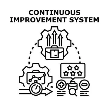 Continuous improvement system concept presenting business processes managemen Stock Illustration