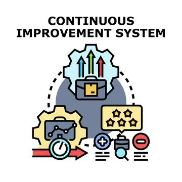 Continuous improvement system concept presenting business processes managemen Stock Illustration