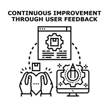 Continuous improvement through user feedback concept illustration Stock Illustration