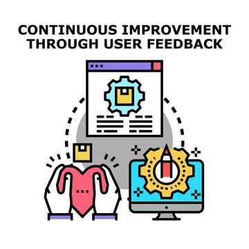 Continuous improvement through user feedback concept illustration 스톡 일러스트
