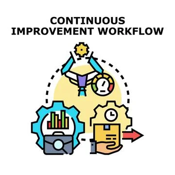 Continuous improvement workflow strategy for business development 库存插图