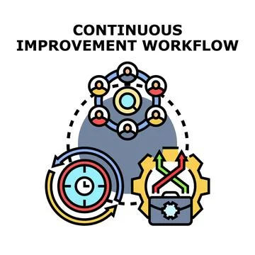 Continuous improvement workflow strategy for business process optimization Stock Illustration