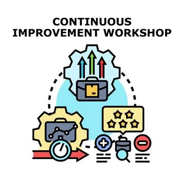 Continuous improvement workshop process for business development Illustrazione stock