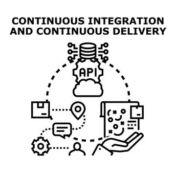 Continuous integration and continuous delivery process illustration Illustrazione stock