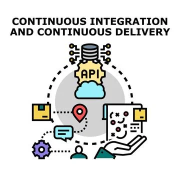 Continuous integration and continuous delivery process illustration Stockillustratie
