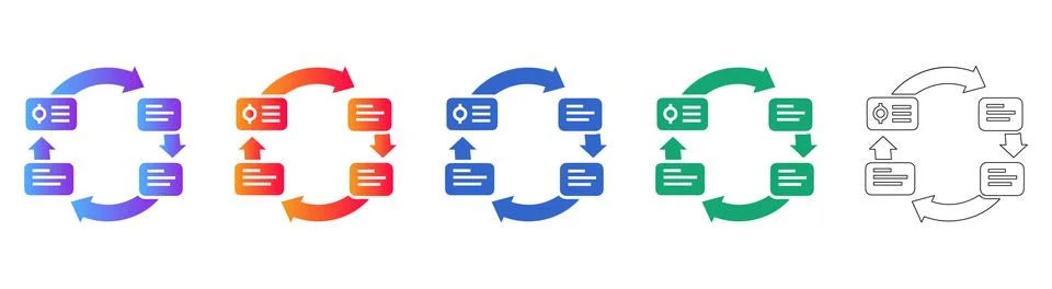 Continuous Integration and Deployment Cycle Icons Stock-Illustration