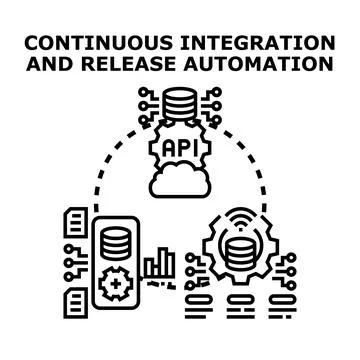 Continuous integration and release automation software development 库存插图