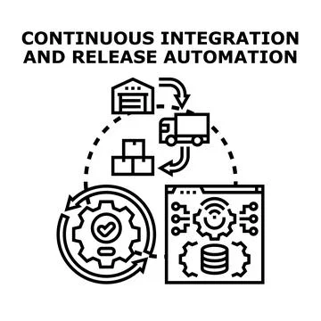 Continuous integration and release automation software development Stock Illustration