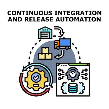 Continuous integration and release automation software development Stock Illustration