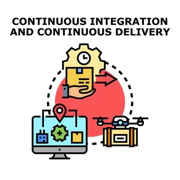 Continuous integration delivery optimizing software development process 库存插图