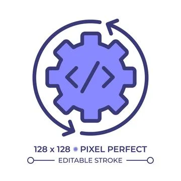 Continuous integration pixel perfect line color icon イラスト素材