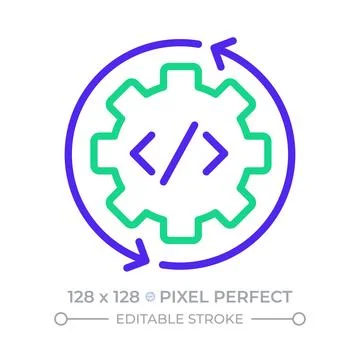 Continuous integration pixel perfect two color line icon Stockillustratie