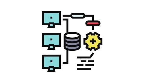 Continuous integration software color icon animation Stock Footage 326105276