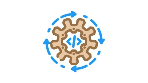 Continuous integration software color icon animation Stock Footage 327267854