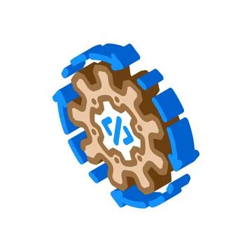 Continuous integration software isometric icon vector illustration 스톡 일러스트