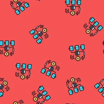 Continuous integration software vector seamless pattern Illustrazione stock