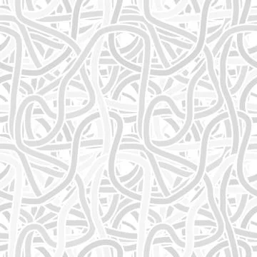 Continuous interlocking shapes like spaghetti. vector seamless gray pattern Stock Illustration