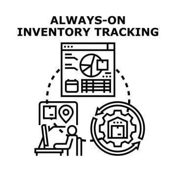Continuous inventory tracking and warehouse cargo management Stock Illustration