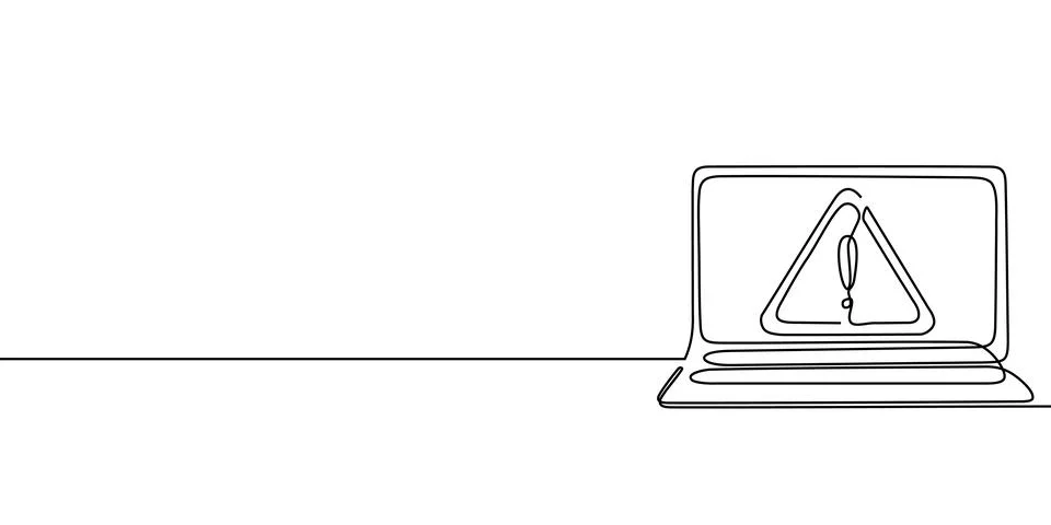 Continuous laptop line computer screen office work art pc outline illustration Stock Illustration
