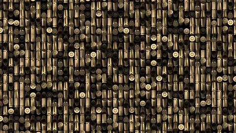 A continuous layer of revolving bullets. military background. seamless loop. Stock Footage 84622922