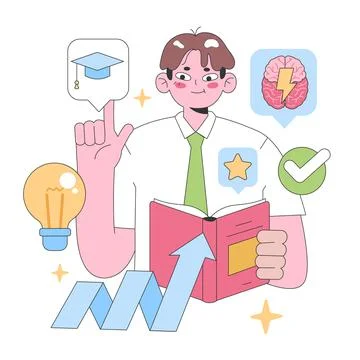 Continuous learning concept. Flat vector illustration Stock Illustration