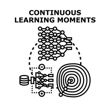 Continuous learning improving artificial intelligence algorithms Illustrazione stock