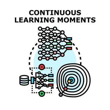 Continuous learning improving artificial intelligence algorithms 스톡 일러스트
