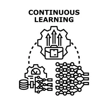 Continuous learning improving professional skills and knowledge development Stock Illustration