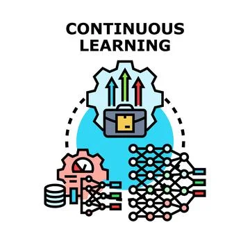 Continuous learning improving professional skills and knowledge development Stock Illustration