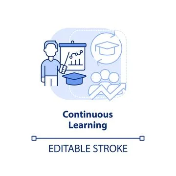Continuous learning light blue concept icon Stock Illustration