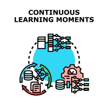 Continuous learning moments artificial intelligence education concept Stock Illustration
