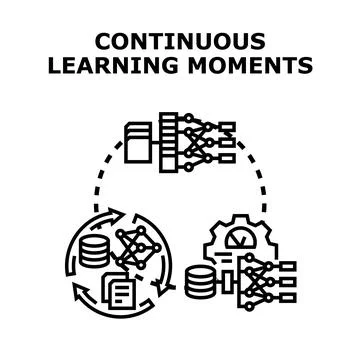 Continuous learning moments artificial intelligence education concept Stock Illustration