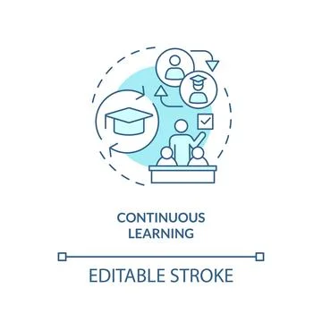 Continuous learning turquoise concept icon Stock Illustration
