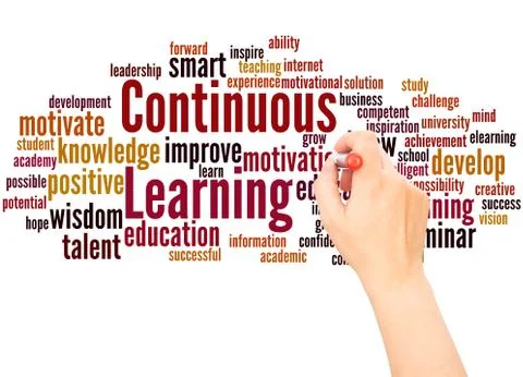 Continuous Learning word cloud hand writing concept Foto stock