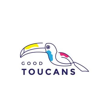 Continuous line abstract bird toucan logo design vector graphic symbol icon.. Stock Illustration