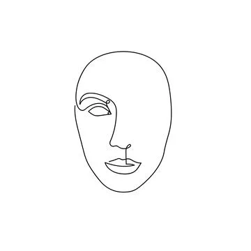 Continuous line abstract face. Stock Illustration
