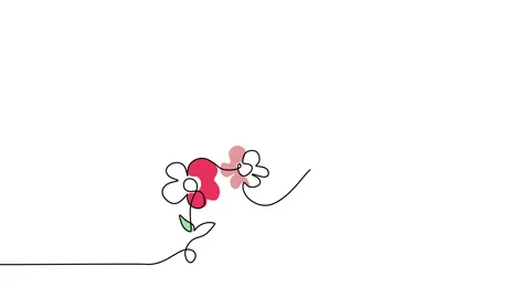 Continuous line animation flower and butterfly Stock Footage 227548882