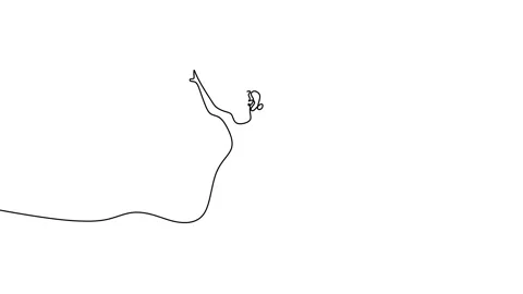 Continuous line animation women dancing Stock Footage 227550366