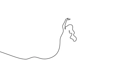 Continuous line animation women dancing Stock Footage 227550622