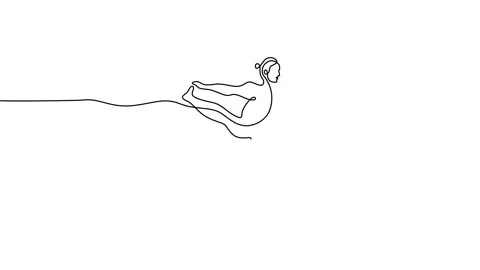 Continuous line animation women doing yoga. Body positivity Stock Footage 227546986