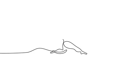 Continuous line animation women doing yoga. Body positivity Stock Footage 227547234