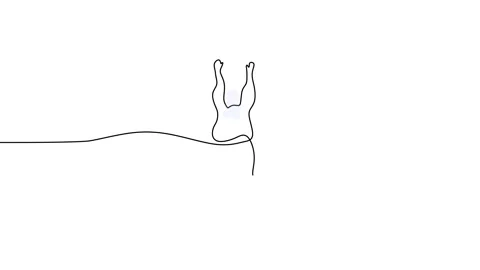 Continuous line animation women doing yoga. Body positivity Stock Footage 227547793