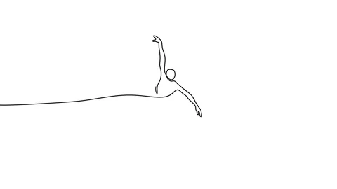 Continuous line animation women doing ballet Stock Footage 227549278