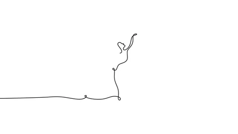 Continuous line animation women doing ballet Stock Footage 227549560