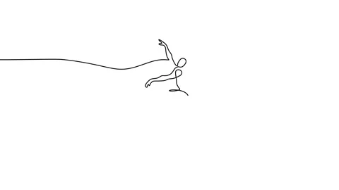Continuous line animation women doing ballet Stock Footage 227549826