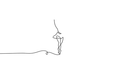 Continuous line animation women doing ballet Stock Footage 227551252