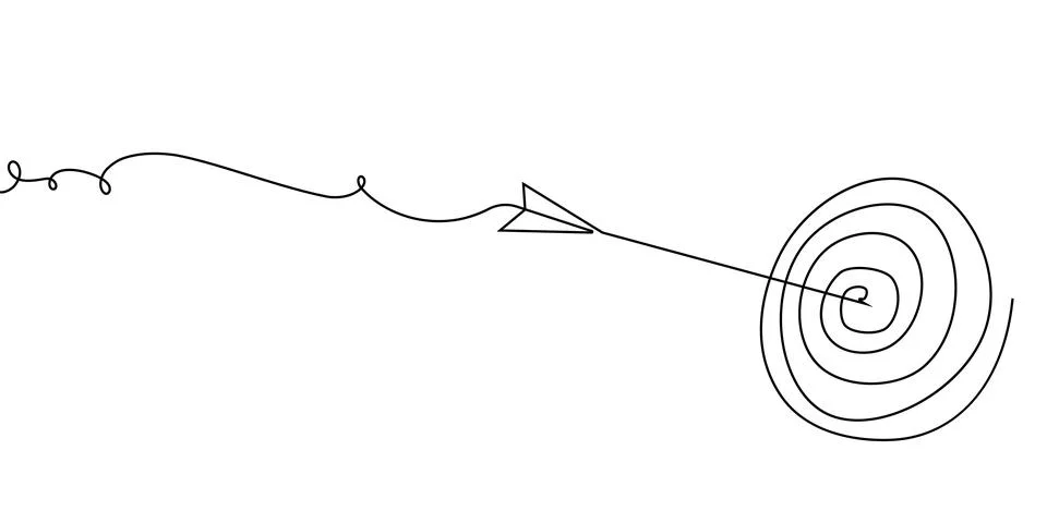Continuous line arrow art one up drawing target icon direction down. Line arrow Stock-Illustration