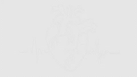 Continuous Line Art Animation of a Beating Heart with Pulse Line Representin Stock Footage 319756079