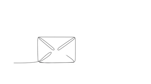 Continuous Line Art Animation of Envelope Heart and Paper Plane Stock Footage 318862065